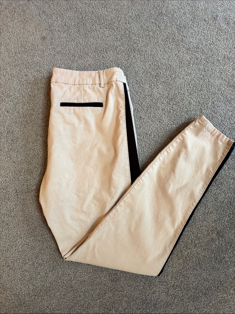 Slim Pants in Beige with Black Trim